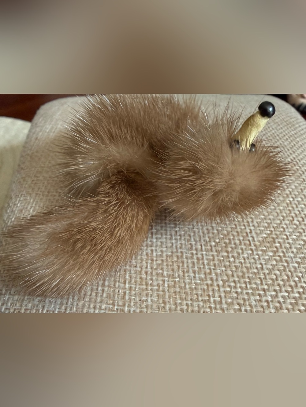 Mink Fur Fox Brooch Vintage Tan Brown - Picture 8 of 10